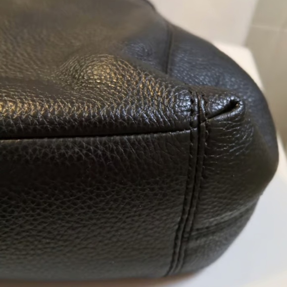 COACH BLACK PEBBLE LEATHER EDIE HANDBAG - Picture 13 of 14